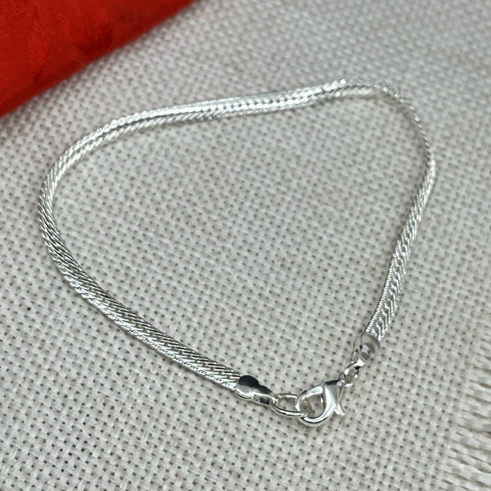 Vintage Silver-Tone Snake Chain Bracelet – 8.25" - Picture 4 of 17